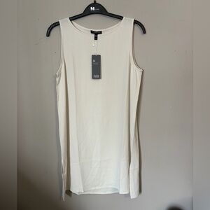 NWT Eileen Fisher Bone Silk Georgette Crepe Long Shell Size PS